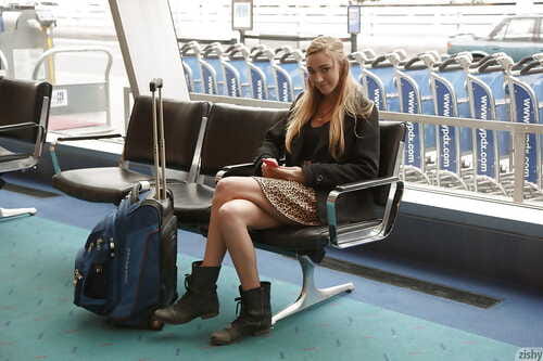 Pierced blonde whore Kendra Sunderland flashing her woman passports in public