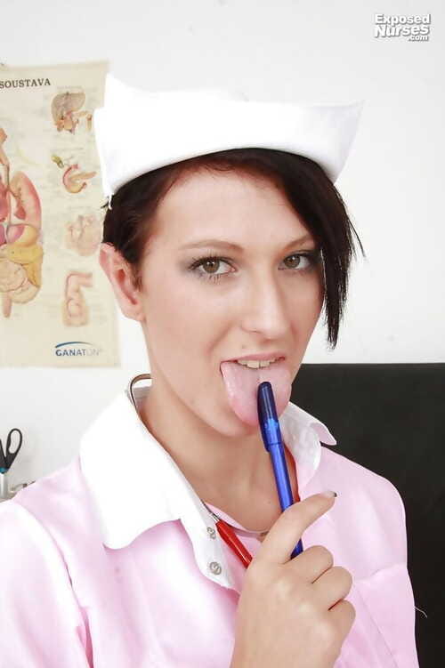 European babe Nicoleta Emilie wears uniform of nurse and looks hawt