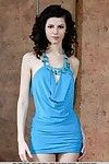 얇은 어두운 머리 glam 모델 스완 발표사진 슬릿 밑바닥 드레스