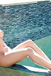 Fucking hot Japanese doll with mammoth jugs stripping by the pool