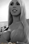 hot busty blonde pornstar mary carey, ist eine vision, Strippen bis auf die unbekleidet und enthüllt Ihren sexy Körper in dieses schwarze und weiße Foto-set.