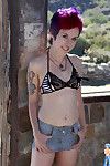 Adorable petite raver dear strips out of her mini skirt outdoors