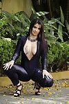 Big bottomed Latina beauty Cristine Castellari posing fully clothed outside
