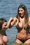 Girlfriends show big boobs in public