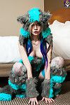 Adorable miniscule raver kitty girl in enjoyment fur
