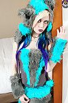 Adorable miniscule raver kitty girl in enjoyment fur