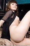 Wearing a brown stare at during blouse Candy Rose flaunts her rigid waste and fair skin although teasing in a leather chair