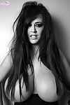 Boobsy Leanne Crow positions in swarthy and white noir style