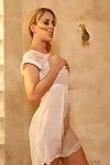 Cherie Deville takes a moist bathroom in her garments and then stripped off  off.
