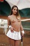 European lass Amirah Adara flaunting pornstar woman passports and anus on tennis court