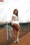 European lass Amirah Adara flaunting pornstar woman passports and anus on tennis court