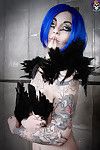 Gorgeous tattoed gothic girl kasey kasket swarthy feather dance
