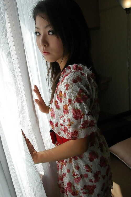 Chinese adolescent Nao Miyazaki undressing and exposing her love-cage in close up