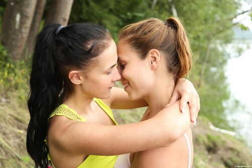 Nicole Love and her simply legal girlfriend have girl-on-girl sexual act in the forest