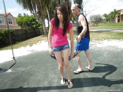 Juvenile gal Allison Banks having love making act with an oldmans tight rod