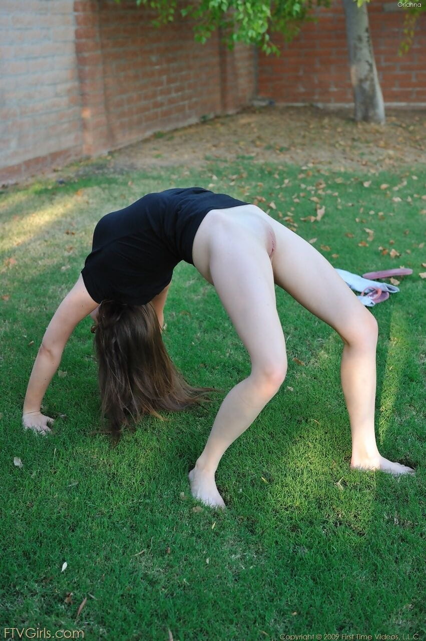 Nerdy youthful angel takes off her yoga underwear to make public her unyielding anus and smooth on top vagina