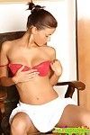 Boobsy teenie in red sexy pants showing all