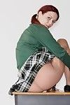 Redhead schoolgirl in her tartan petticoat and as mother gave birth pipe