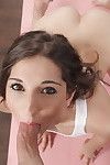 Brown hair Euro amateur Jimena Lago captivating spunk fountain on face exactly after giving facefucking