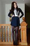 Glamorous schoolgirl Jessica-Ann Fegan modeling non as was born in  and short skirt