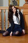 Glamorous schoolgirl Jessica-Ann Fegan modeling non as was born in  and short skirt
