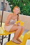 Attractive fresh dear trips a colossal banana in her soaked love-cage outdoors