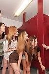 Fuckable coeds with appealing butts are fall in love with appealing groupsex in the dorm room