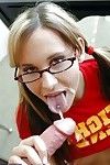 Perspired coed hotty in glasses Kinzie Kenner sleeps with and eats cream