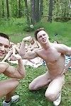 Crazy orgy in the forest with shocking slight beauties!
