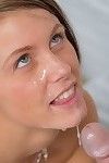 Loveable young floozy blows and drills a immense schlong for a facial