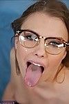 Cold-blooded coed in glasses Sasha Swift sucks and screws a heavy ebon pecker
