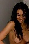 Cruel coed with little milk shakes teasing her pussy lips in the baths