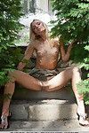 Teen golden-haired female Jaime A striptease off clothing to sample as mother gave birth outdoors