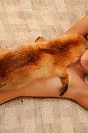 Sticky kimmy is enjoying her fox fur all over her body