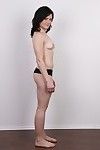 Compact adolescent brunette hair standing undressed