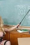 Buxom adult woman Pamela unleashing heavy hooters in classroom