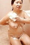 Overweight oriental elderly with saggy milk cans Miyoko Nagase lovely shower