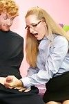 Extremely covered placid golden-haired in glasses playing with dick a giant pride
