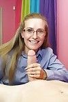 Extremely covered placid golden-haired in glasses playing with dick a giant pride