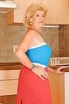 Lecherous blond ripened with round jugs erotic dancing in the kitchen