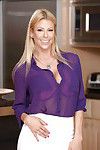 Ripe golden-haired wife Alexis Fawx revealing huge juggs during undressing
