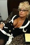 Full-grown advisor in glasses Vicki Vogue playing with a cock-sock penis