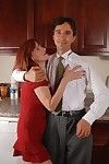 Redhead lass Debra is being pounded by her old collaborator in the kitchen