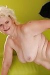Salacious elderly with mammoth limp woman passports striptease off her white underclothes