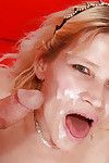 Sexually intrigued full-grown gives a cocksucking and accepts a creamy facial jizz flow